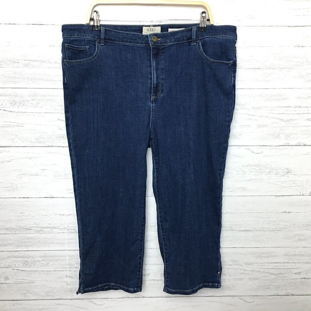 LOGO by Lori Goldstein Jeans Women's Straight Leg Crop Length Medium Wash 20W